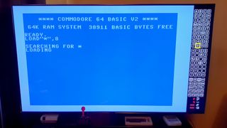 THe C64 Mini's BASIC screen with virtual keyboard