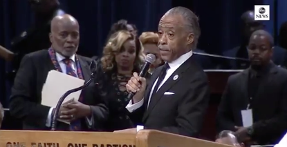 Rev. Al Sharpton speaks at Aretha Franklin's funeral.