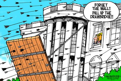 Political Cartoon U.S. Trump Impeachment Wall