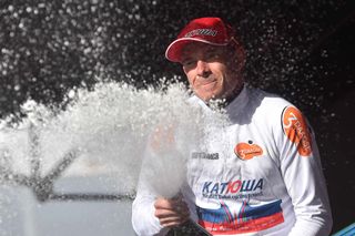 Alexander Kristoff celebrates his overall win at De Panne.