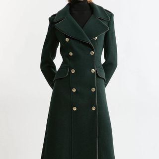 Karen Millen Premium Italian Manteco Wool Double Breasted Tailored Midi Coat