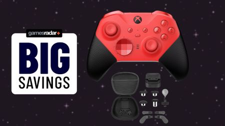 Red Elite Series 2 Core deals image with a Big savings stamp and the official component pack underneath the controller