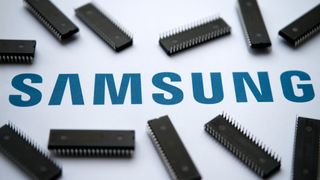 Samsung logo on the printed document and large microchips placed around