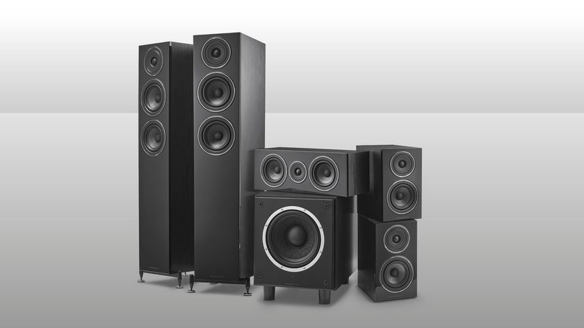 Wharfedale Diamond 12.3 speaker package grouped together against a grey background