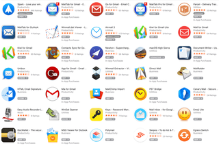 This small selection of email-based apps in the App Store demonstrates the near ubiquity of the envelope icon. Click here to see image in full
