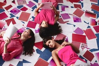 Girls laying on the floor