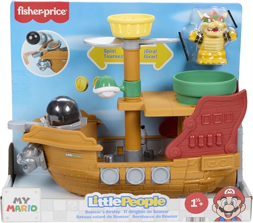 Fisher-Price Little People Toddler Toy My Mario Bowser&amp;rsquo;s Airship Playset With Figure for Preschool Pretend Play Kids Ages 18+ Months