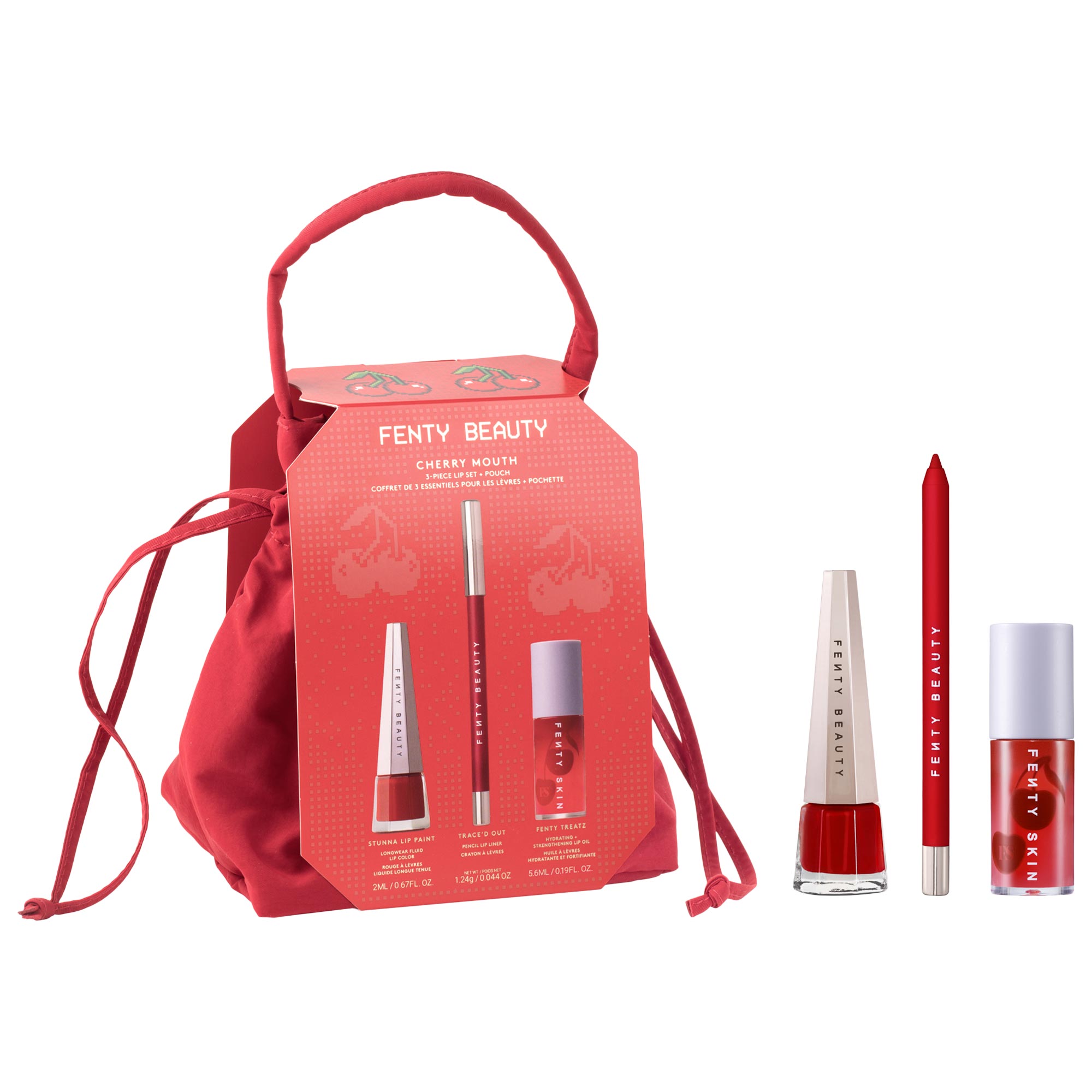 Cherry Mouth 3-Piece Lip Set + Pouch