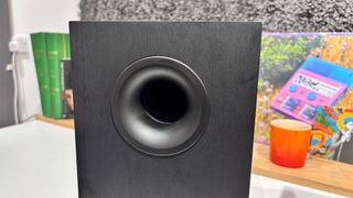 Elac Debut 3.0 DB53 standmount speakers close up on rear port