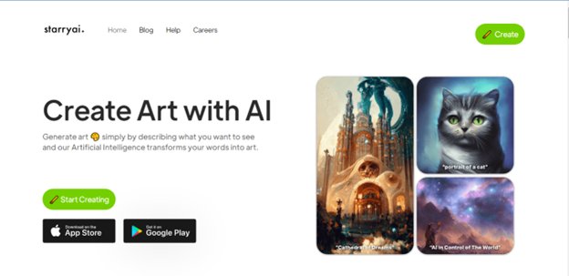 Website screenshot for StarryAI