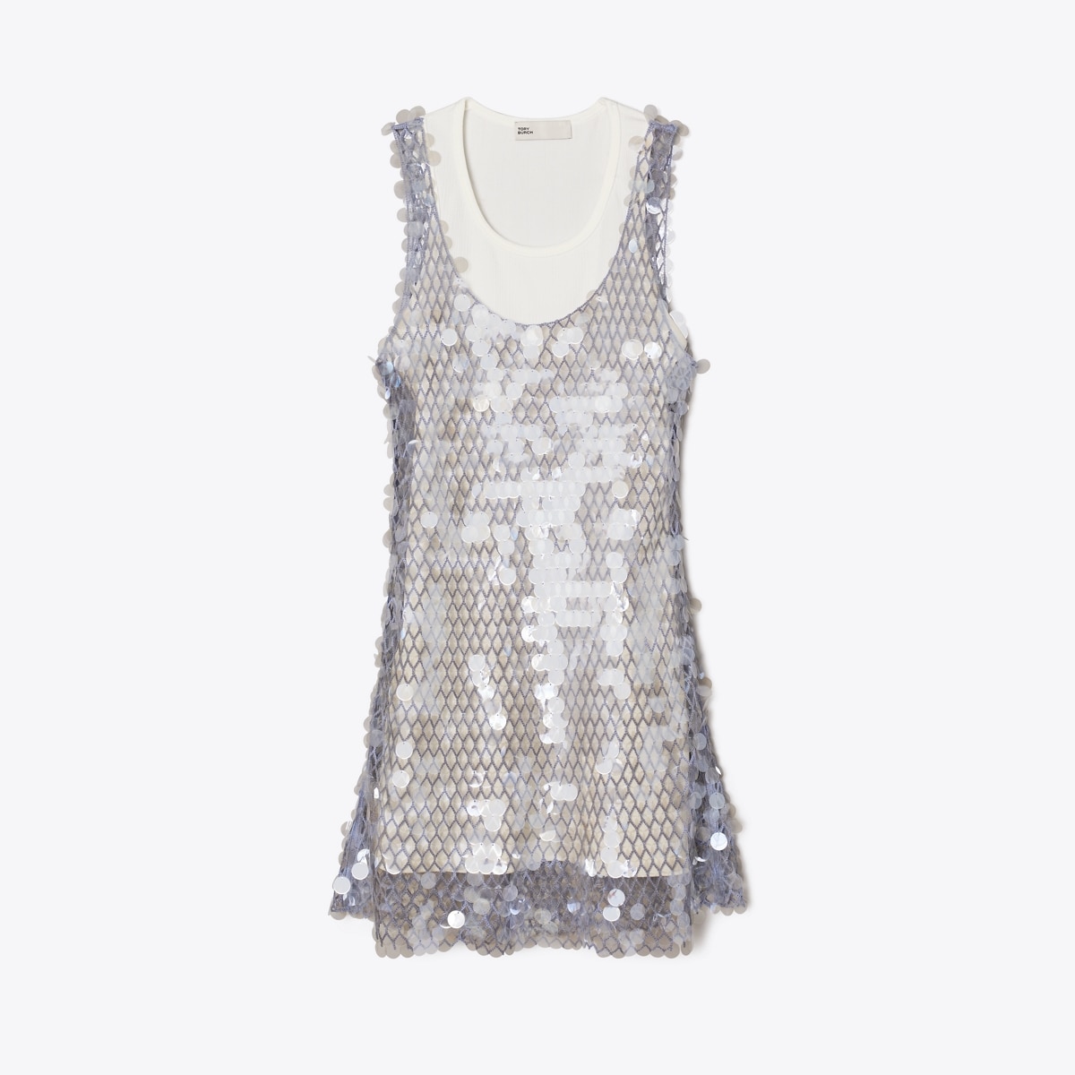 Sequin Mesh Dress in Blue, Size M
