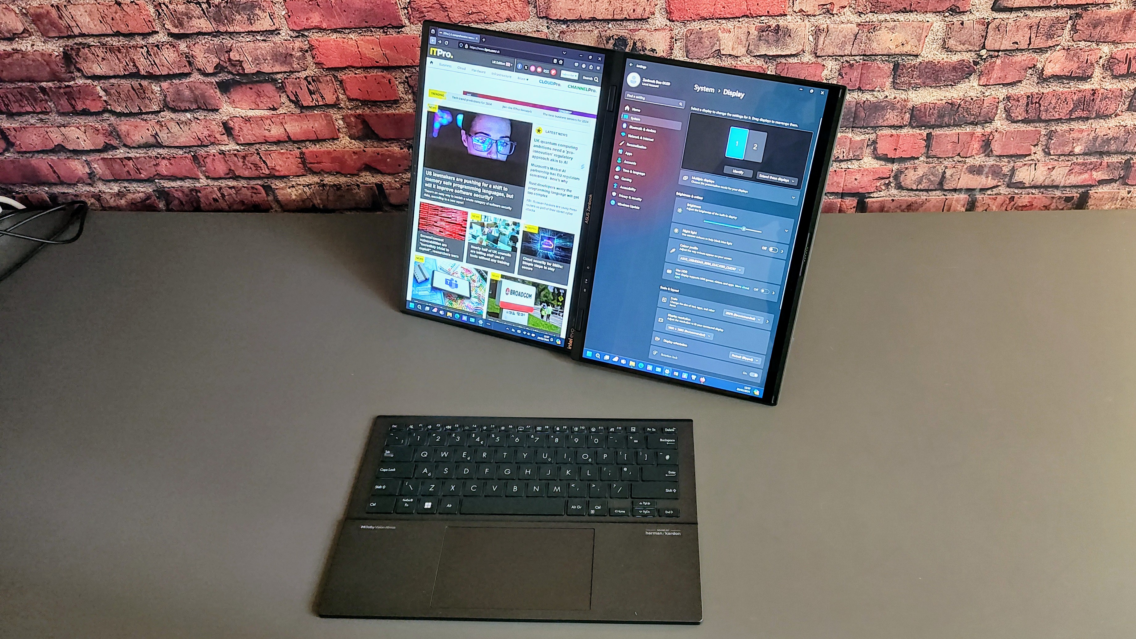 The Asus Zenbook Duo on a desk