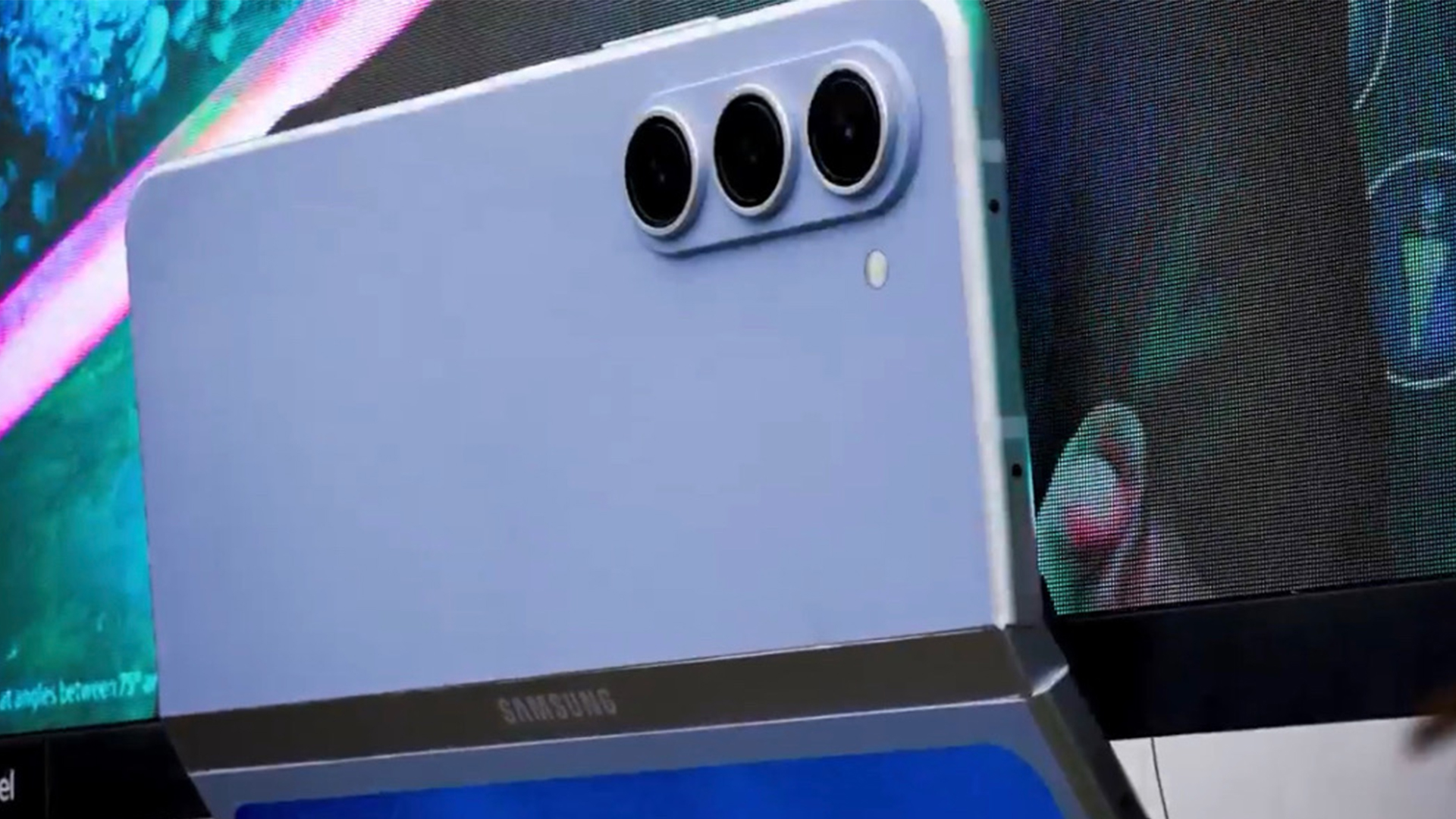 Closeup of a 3D on Samsung's billboard promoting the Galaxy Z Fold5