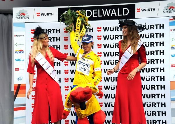 Damiano Cunego (Lampre-ISD) was all smiles on the podium