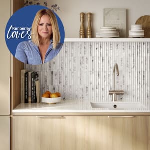 Viola Bianco Fluted Linear Marble Mosaic Tile Sheet by Kimberley Walsh - 308 X 302mm