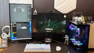 The Corsair Scimitar Elite Wireless SE gaming mouse at Computex in Taipei.