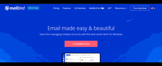 Website screenshot for Mailbird Pro