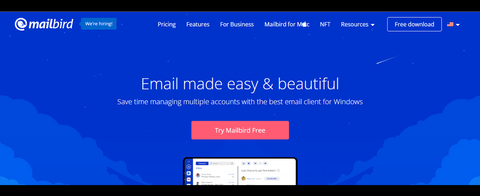 Website screenshot for Mailbird Pro