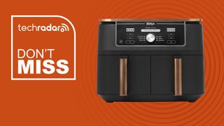 Ninja Foodi Max AF400 Air Fryer on an orange background