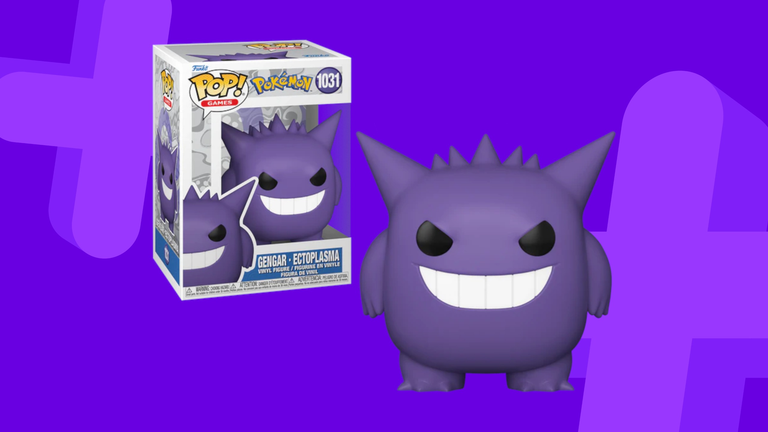 Gengar Funko Pop on a purple background