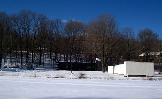 Exterior view of Villa Metamorphosis in the snow