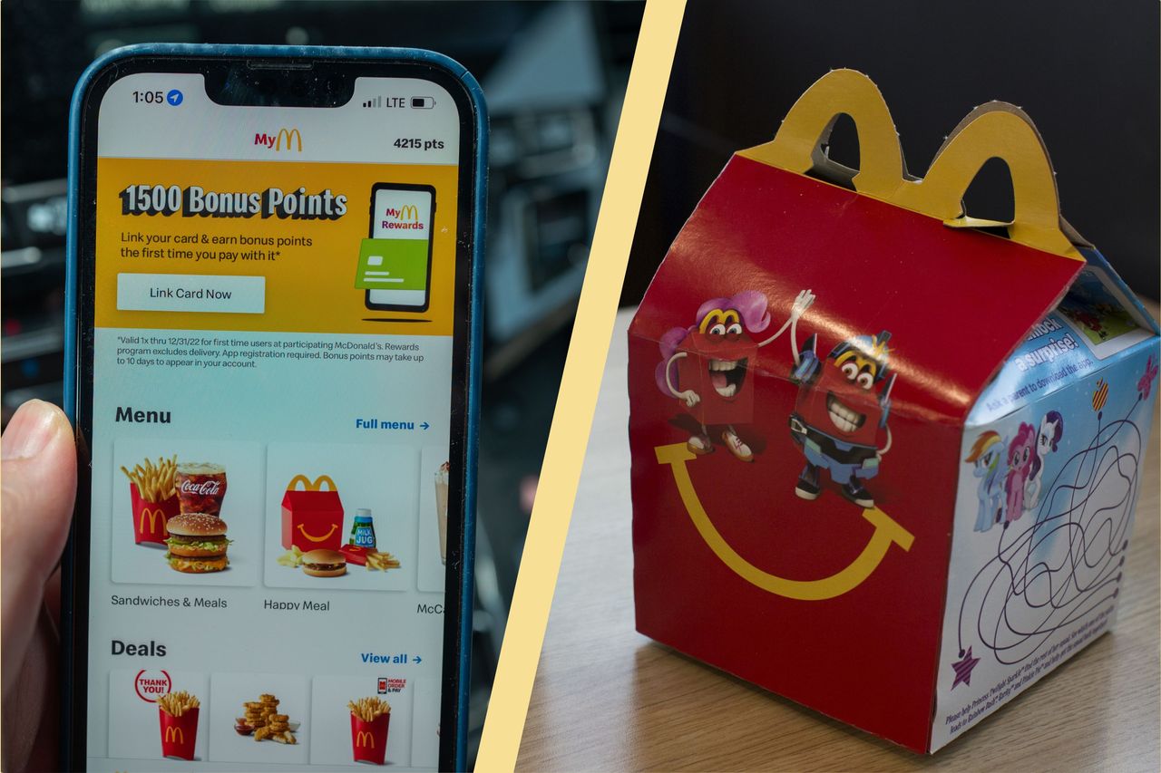 McDonald&#039;s App and split layout with McDonald&#039;s Happy Meal