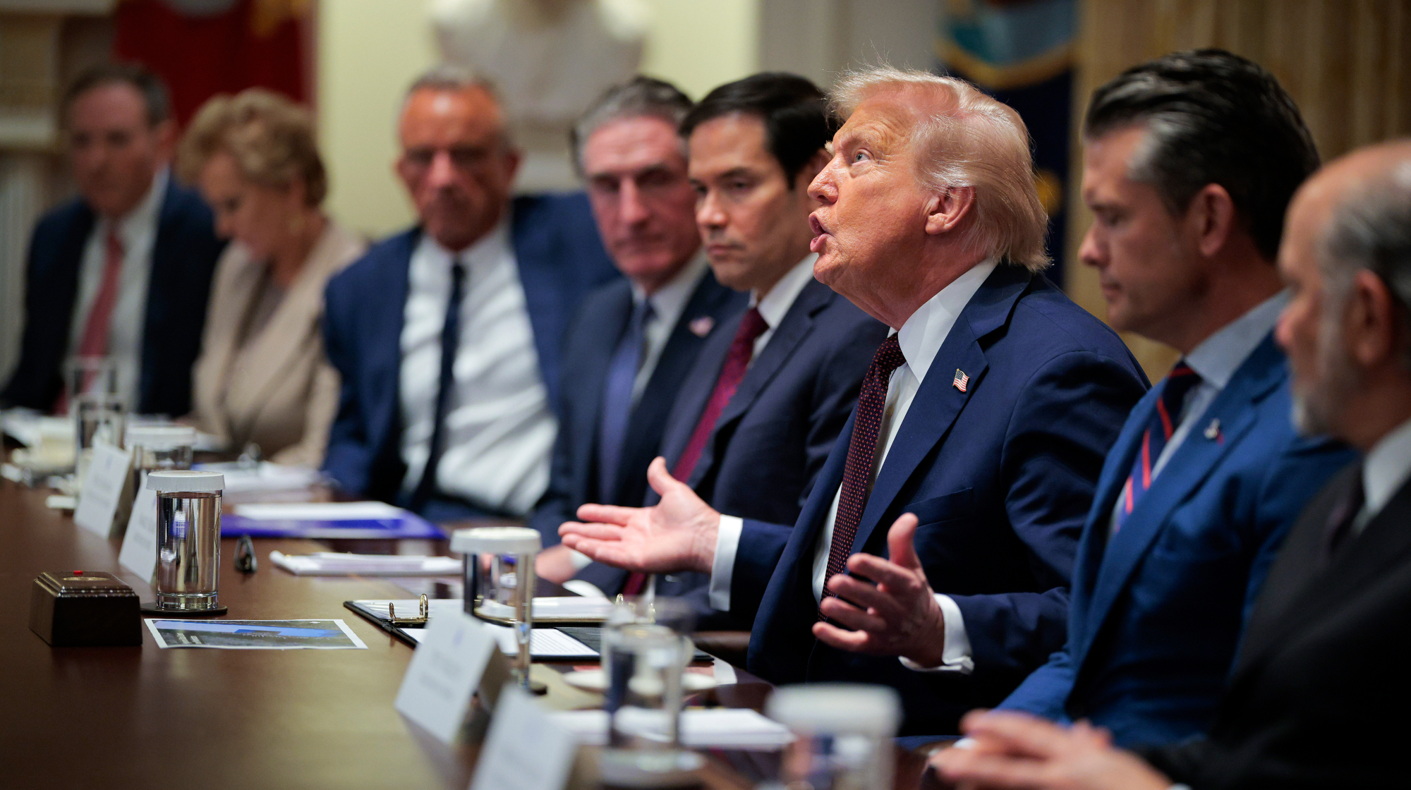 President Donald Trump holds a Cabinet meeting with members of his administration in the Cabinet Room of the White House on August 26, 2025 in Washington, D.C.
