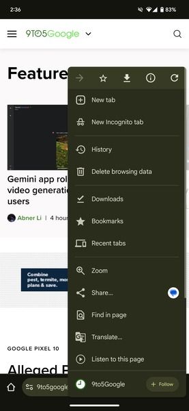 Chrome 135 bottom address bar option