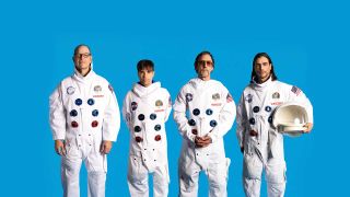 Weezer wearing spacesuits