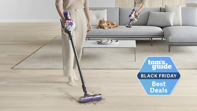 Dyson V8 cordless cleaner on hard floor