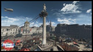 A shot of a ruined Trafalgar Square from Fallout: London.
