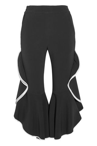 JONATHAN SIMKHAI Cropped ruffled crepe flared pants