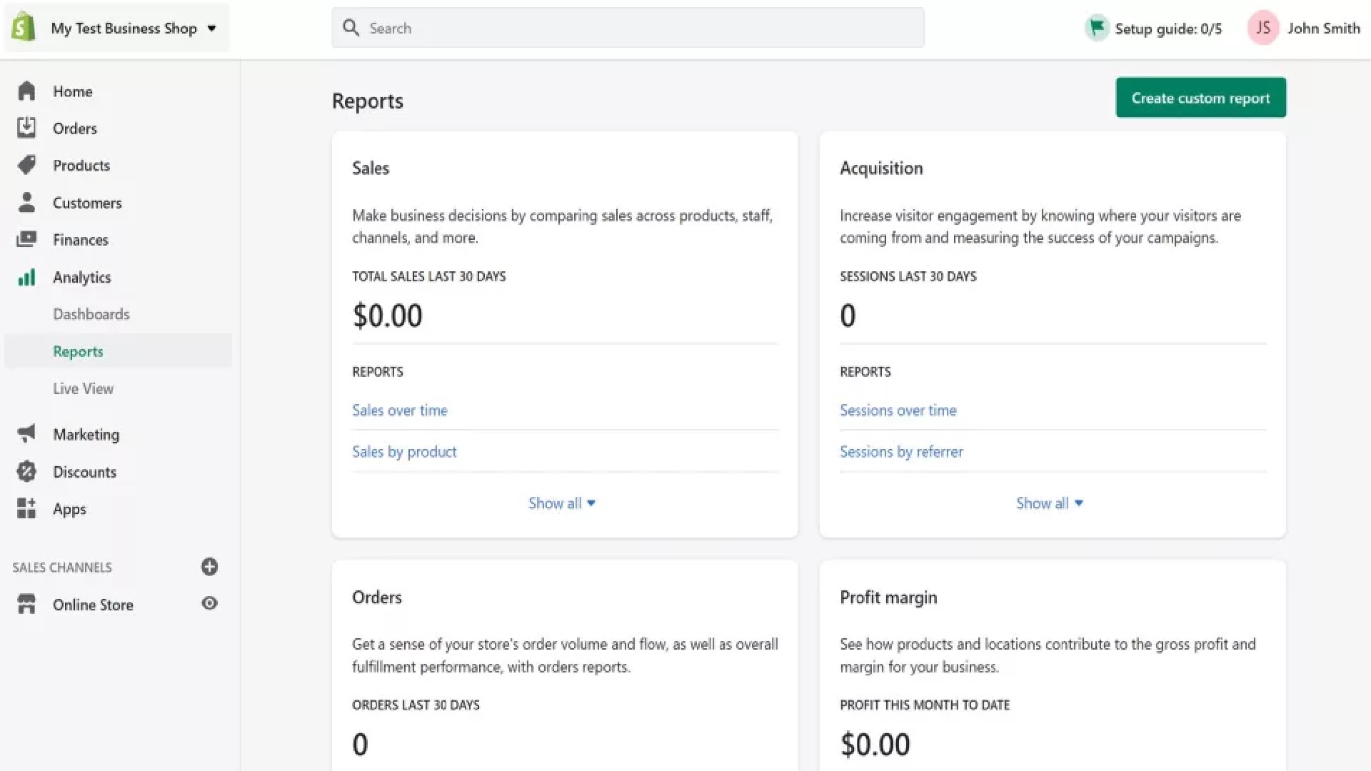 The Shopify reporting dashboard