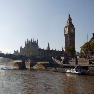 river with ship and westminster
