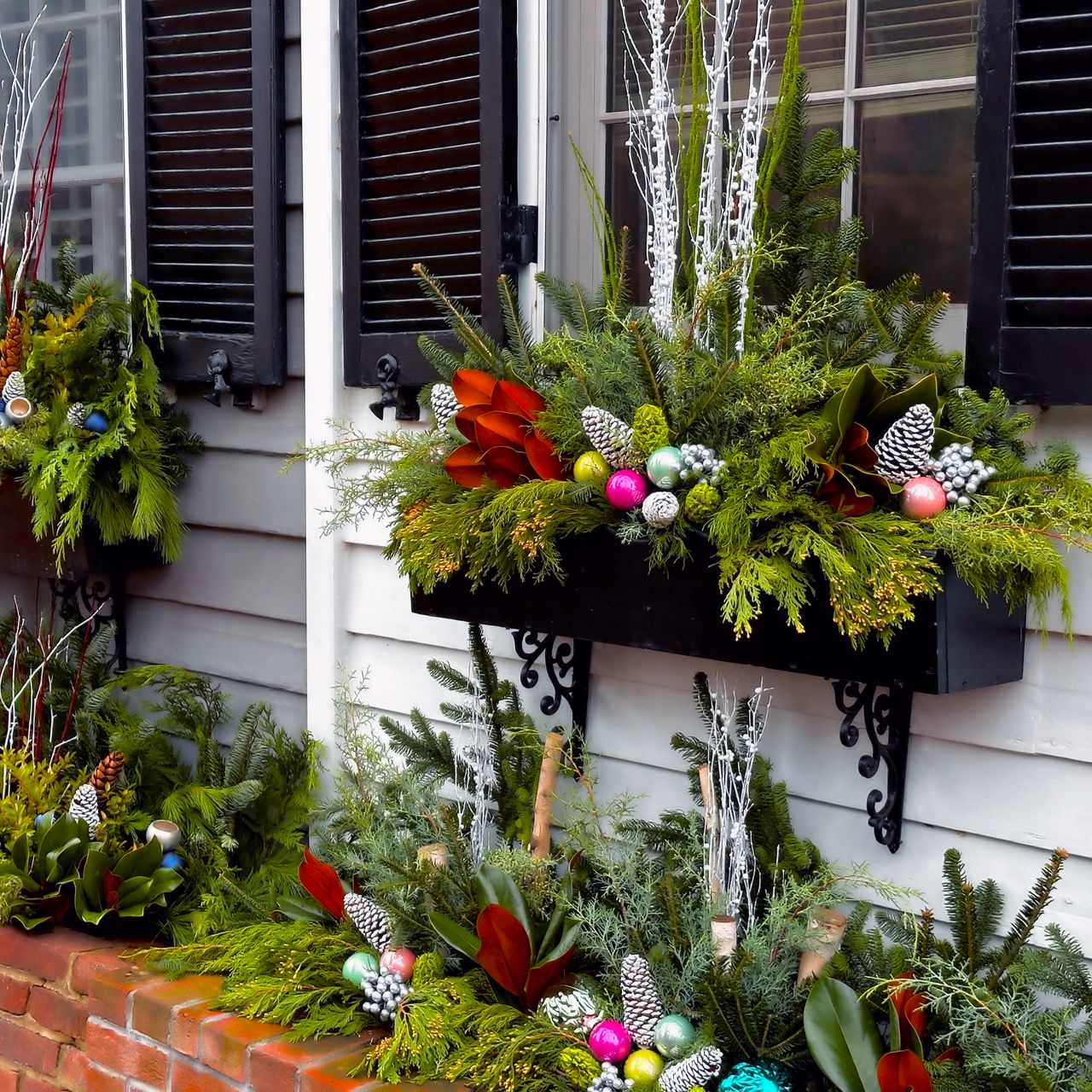 festive winter window boxes