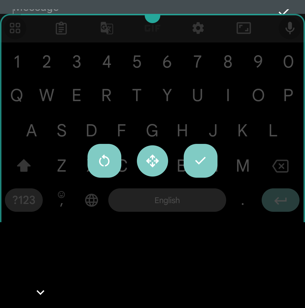 Gboard resize feature on the cover screen of the Motorola Razr Plus showing a new way to drag the keyboard's corners to change the size