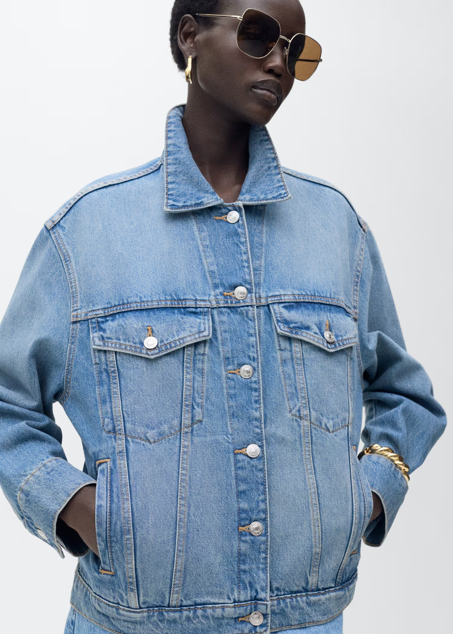 Mango Oversized denim jacket with pockets
