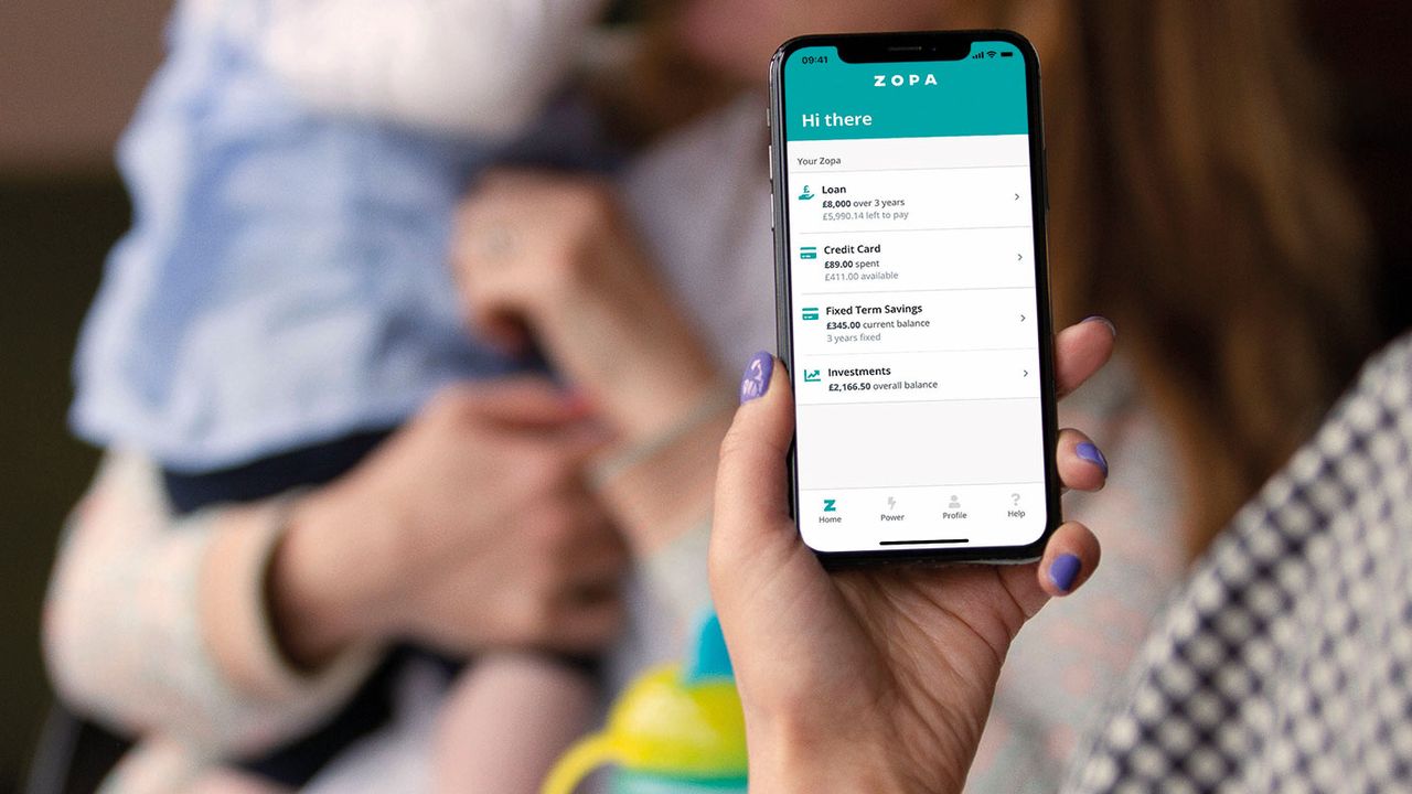 Phone with the Zopa savings app