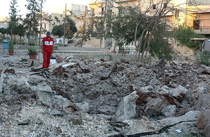 The ruins of a Syrian hospital bombed on Saturday.