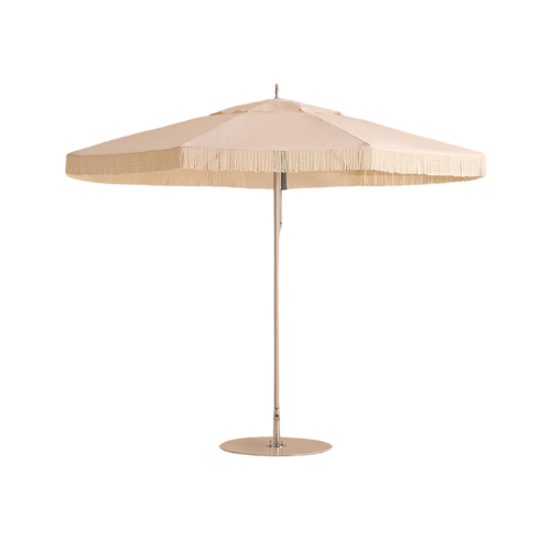 Tuuci Outdoor Octagonal Parasol, Fringed, Cream