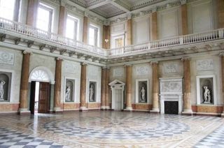 Floor, Architecture, Flooring, Hall, Ceiling, Palace, Tile, Classical architecture, Column, Visual arts,