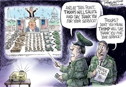 Political cartoon U.S. Trump military parade