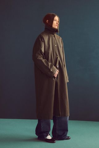 Waxed-Effect Trench Coat