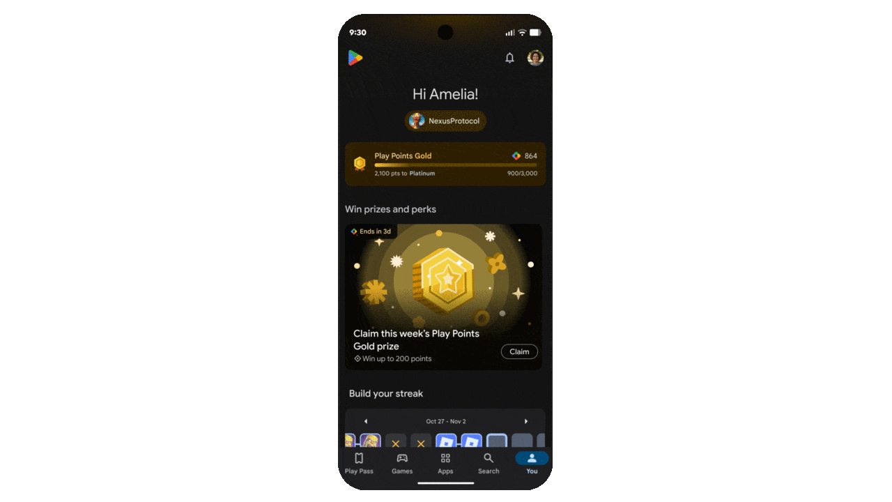 You tab in Google Play Store
