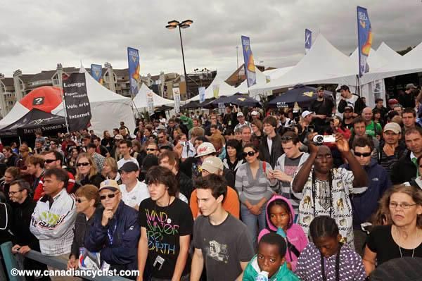 Fans at the podium ceremony