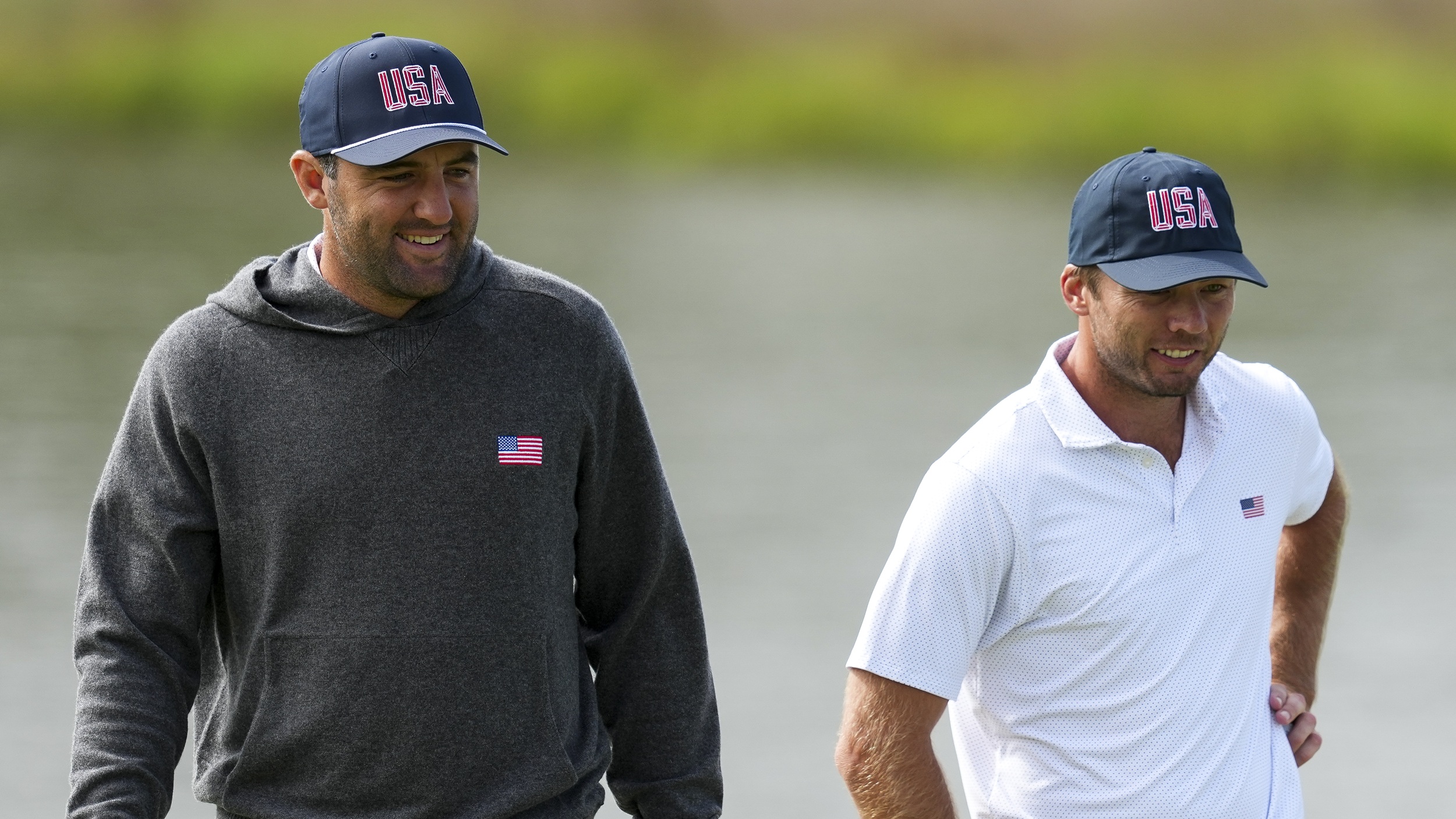 Scottie Scheffler and Sam Burns at the 2026 Presidents Cup at Medinah