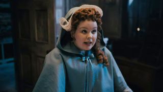Nicola Coughlan as Lady Whistledown in Bridgerton