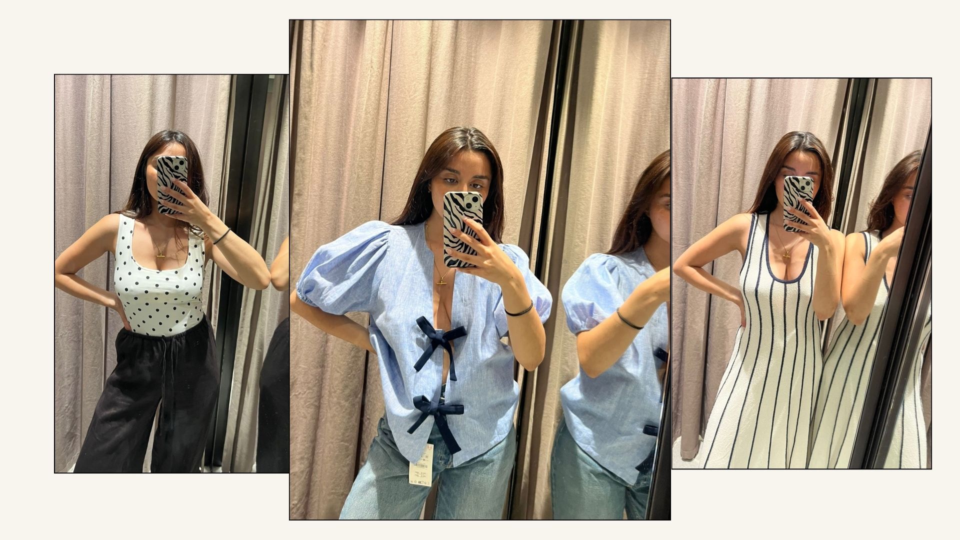 Senior Shopping Editor Marina Avraam trying on Zara's best July new-in pieces