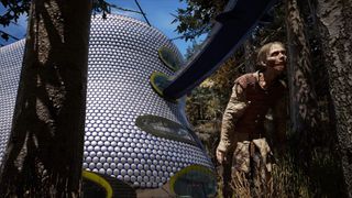 The Birmingham Bullring in the background of a zombie apocalypse
