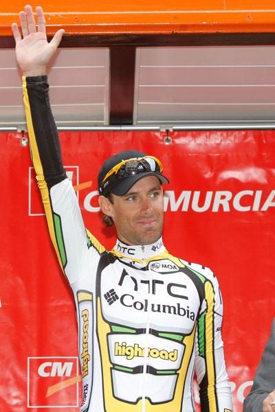 Frantisek Rabon (HTC - Columbia) celebrates his time trial victory.